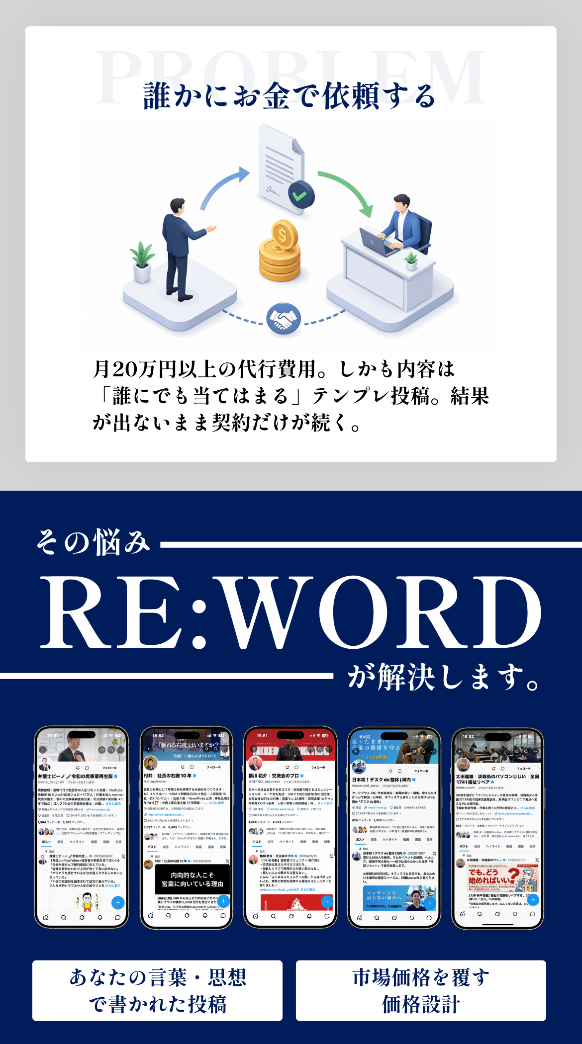 誰かにお金で依頼する｜その悩み、RE:WORDが解決します。